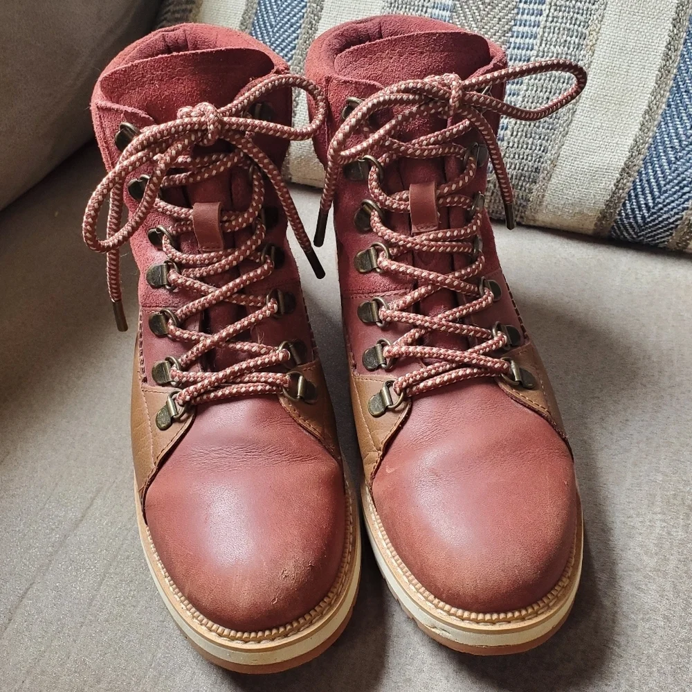 TOMS Womens Mesa Waterproof Leather Boots - Brown Size 8 - Picture 3 of 9